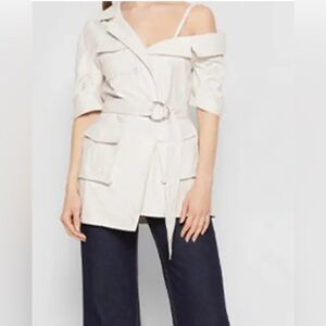 Cinq a Sept Vegan Leather Katie Dress Jacket size 6 new with tags ivory